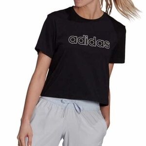 Like New adidas Aeroready Black Logo Crop Tee, Short Sleeves M Size